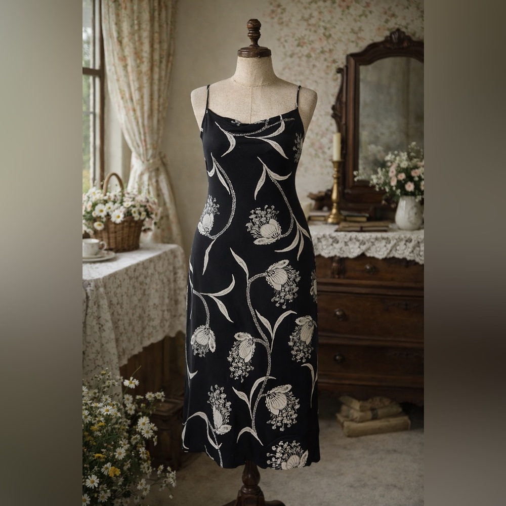 Joie “Marcenna” Black & White Floral, Midi Dress